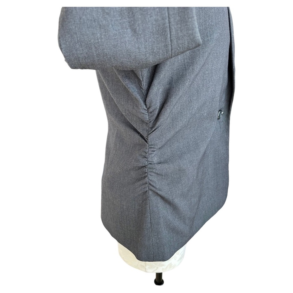 Calvin Klein Gray Career Blazer Single Button Ruched Sides Size 10 - Picture 8 of 12